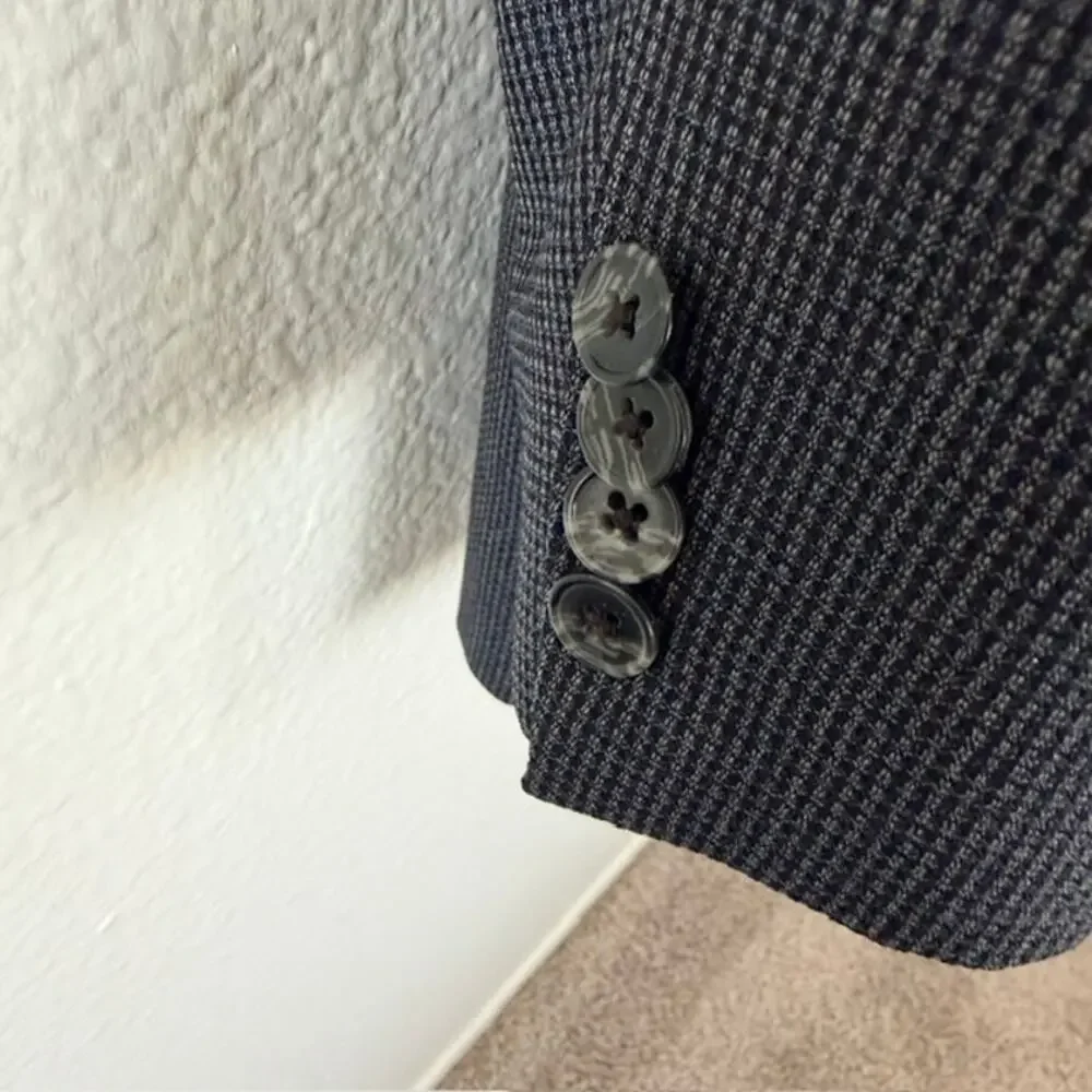 Joseph Abboud Sport Coat Men 44R Blue-Gray Worsted Wool Modern Business Travel